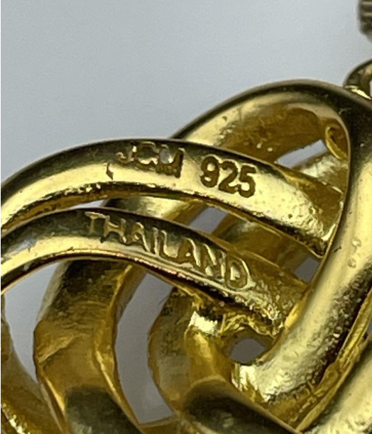 JCM Vermeil Interlocking Knot Pendant Necklace (Signed)