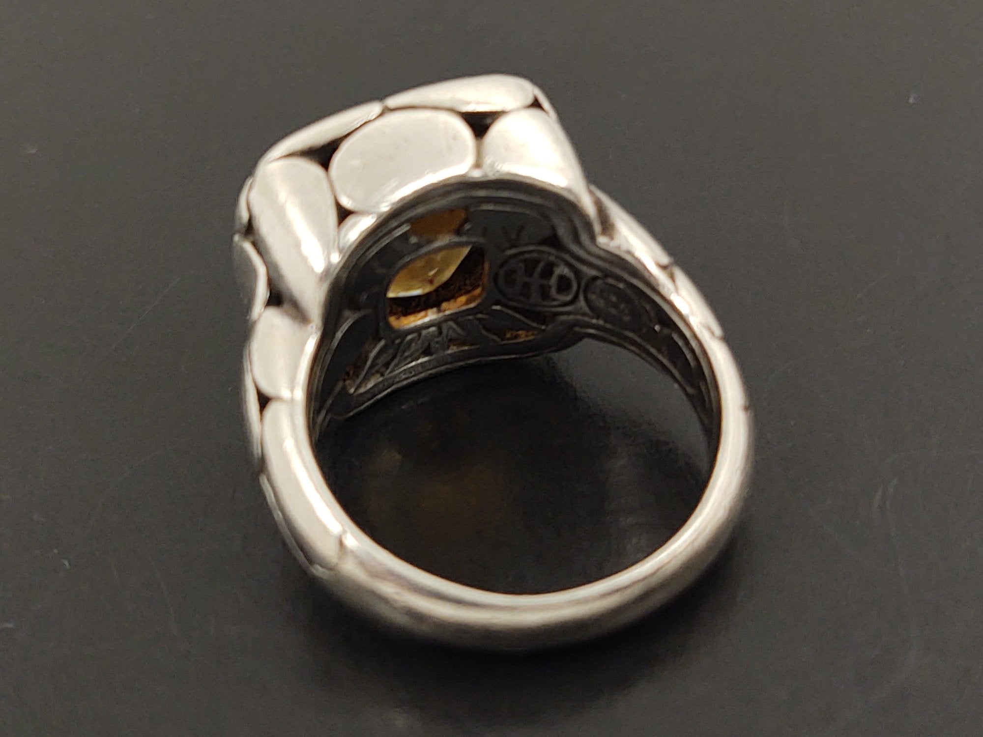 John Hardy Sterling Silver Citrine Batu Kali Pebble Ring – Designer Statement Ring