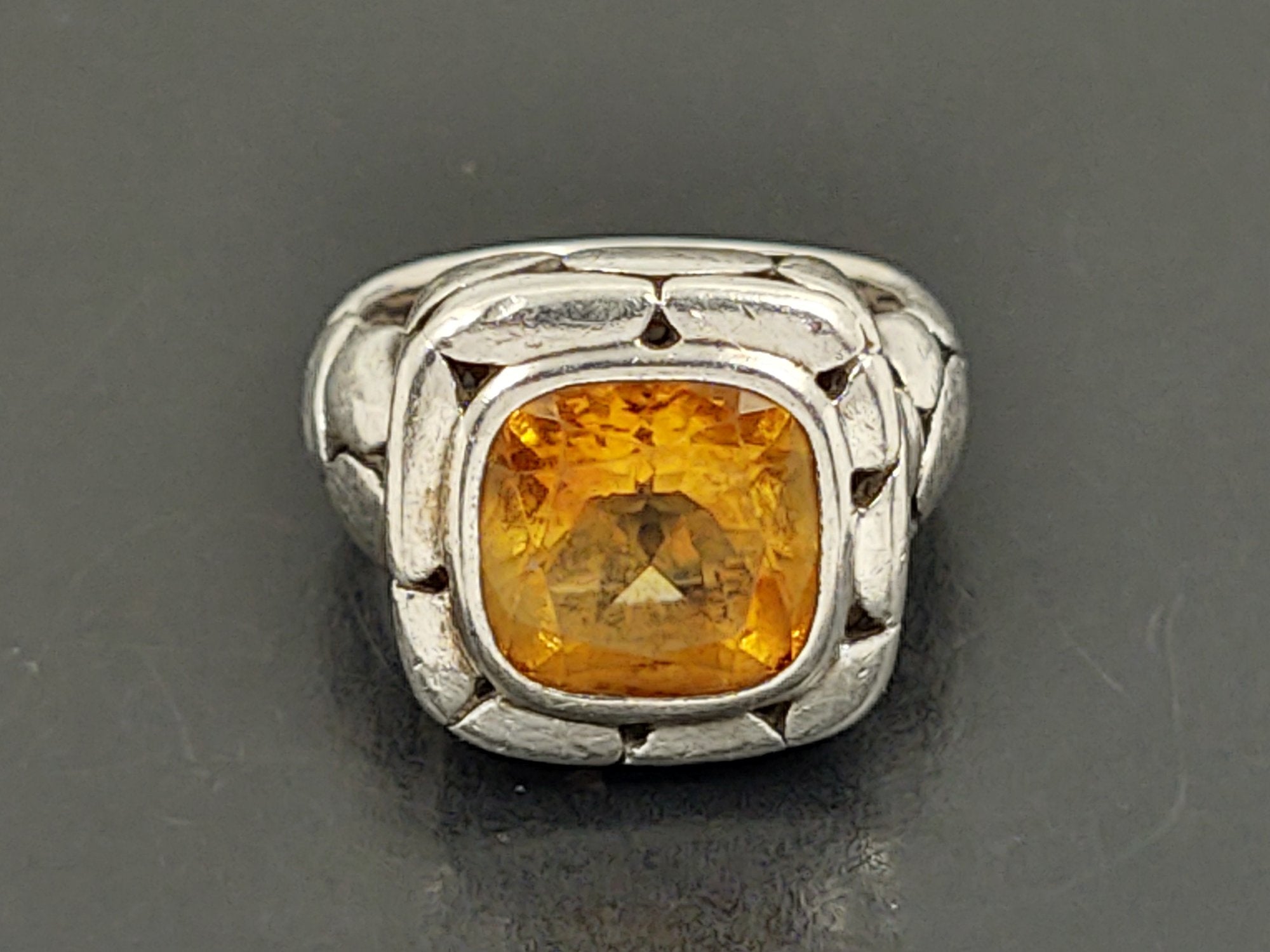 John Hardy Sterling Silver Citrine Batu Kali Pebble Ring – Designer Statement Ring