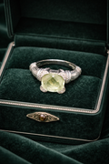 Judith Ripka Sterling Silver Prasiolite Statement Ring with Textured Band, Designer Gemstone Ring