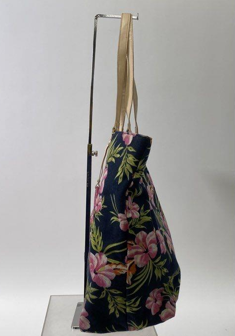 Juicy Couture Floral Tote Bag Multicolor Print With Gold Tone Shoulder Straps