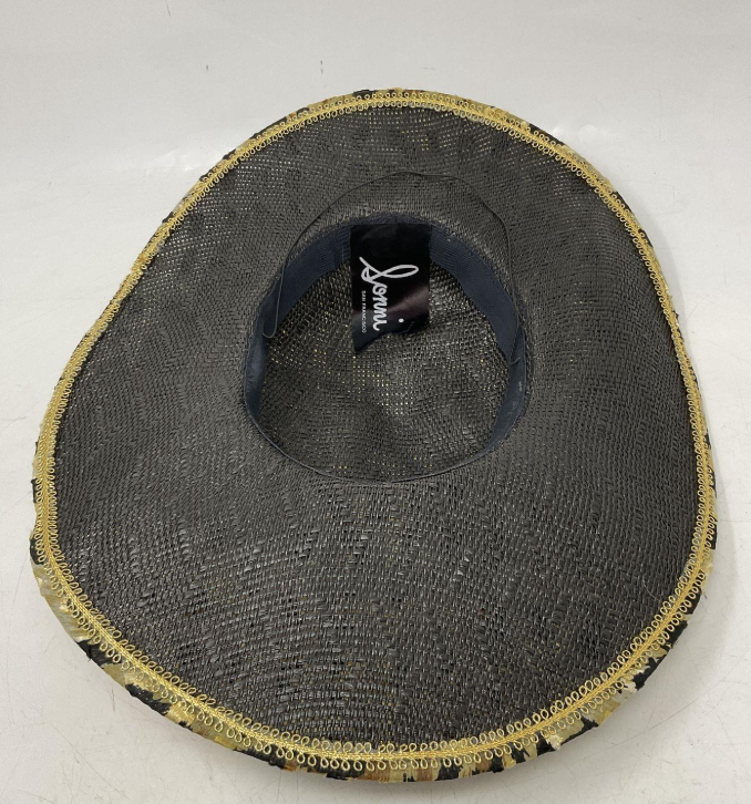 Vintage Sonni San Francisco Leopard Print Wide Brim Hat with Bow – Gold Black Statement Hat