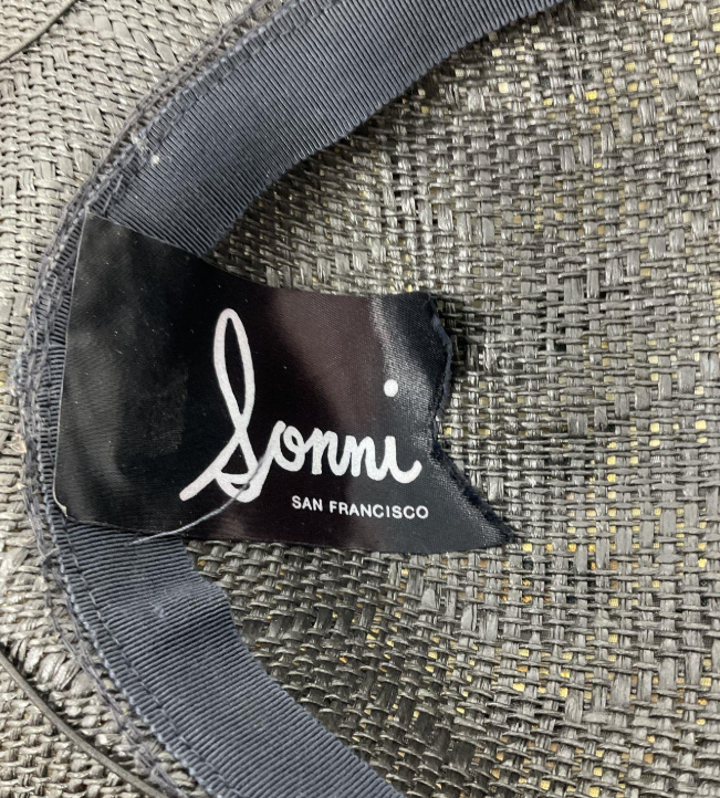 Vintage Sonni San Francisco Leopard Print Wide Brim Hat with Bow – Gold Black Statement Hat