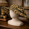 Vintage Sonni San Francisco Leopard Print Wide Brim Hat with Bow – Gold Black Statement Hat