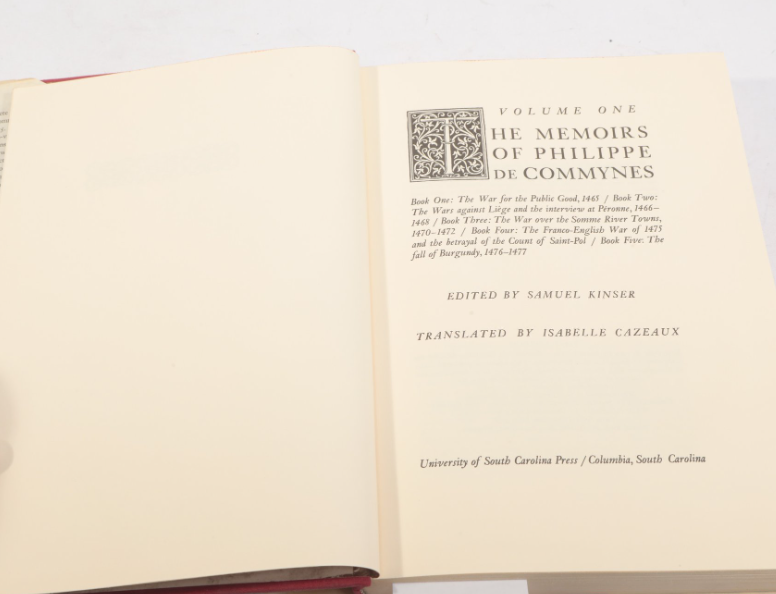 The Memoirs of Philippe de Commynes Volume One, 1969 University of South Carolina Press hardcover with dust jacket, view 5