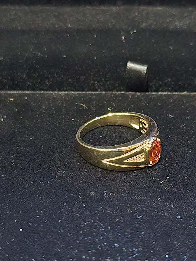 Gold Vermeil Madeira Citrine Men’s Ring – Sterling Silver – Size 11