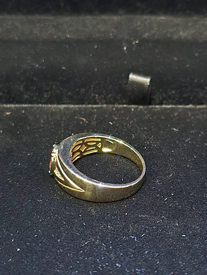 Gold Vermeil Madeira Citrine Men’s Ring – Sterling Silver – Size 11