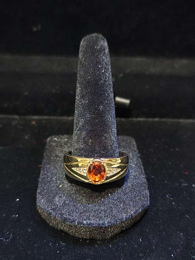 Gold Vermeil Madeira Citrine Men’s Ring – Sterling Silver – Size 11