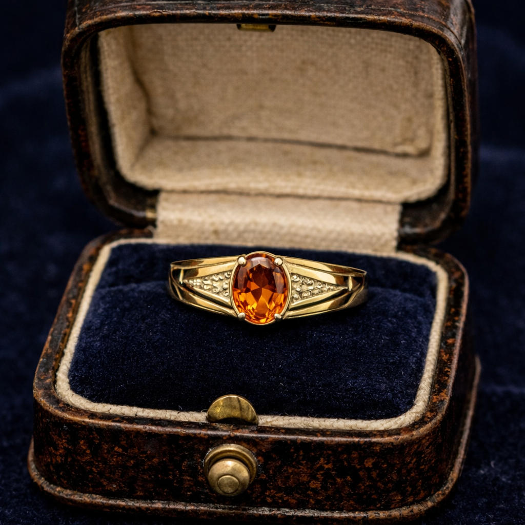 Gold Vermeil Madeira Citrine Men’s Ring – Sterling Silver – Size 11