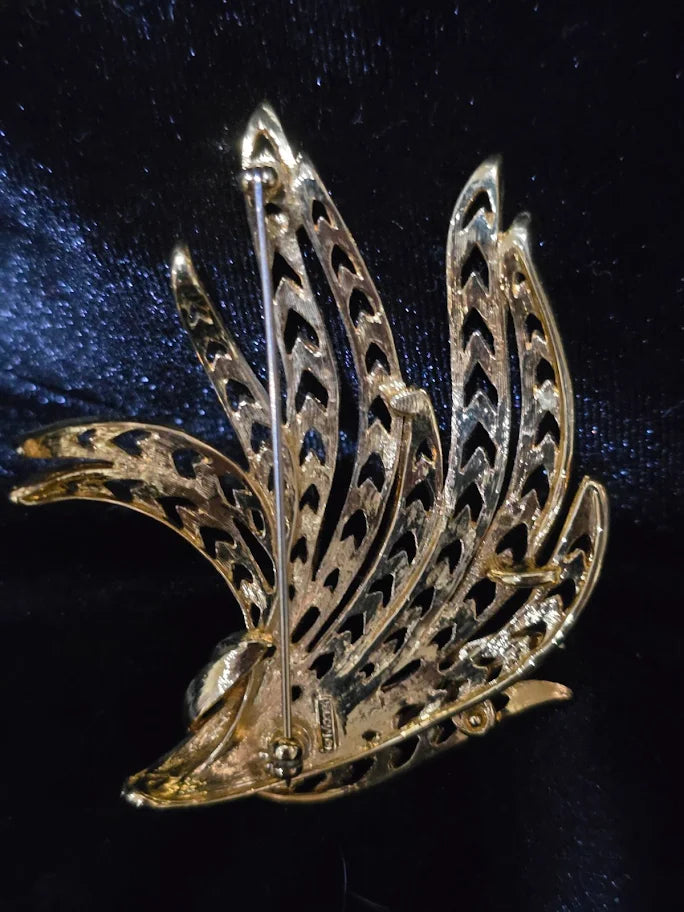 Signed Monet gold-tone wheat sheaf spray brooch, view 3