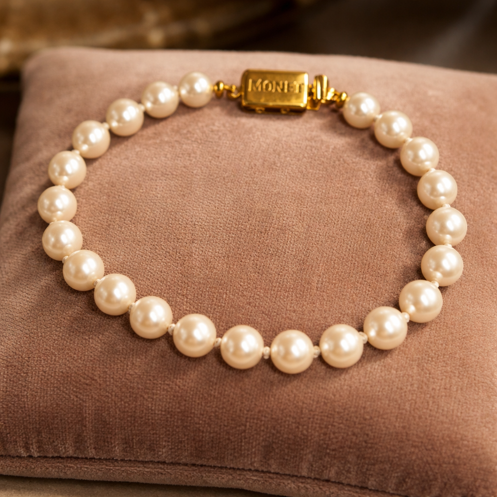 Monet Faux Pearl Bracelet with Gold-Tone Clasp