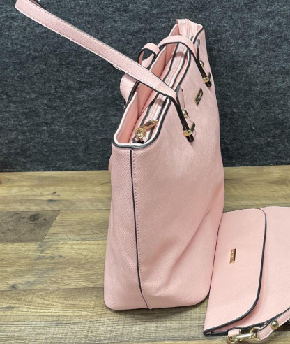 Nanette Lepore Pink Tote Bag Structured Minimal Handbag With Top Handles