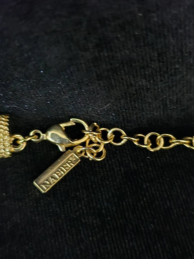 Vintage Napier Gold-Tone Textured Link Necklace – Signed Statement Collar