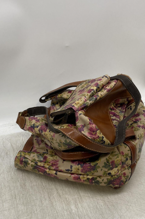 Three-piece floral print bag set with tote, crossbody satchel and zip wallet with leather trim, view 5