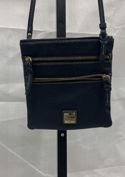 Dooney and Bourke Navy Pebble Grain Leather Crossbody Bag | Adjustable Strap Zip Pocket Organizer Purse