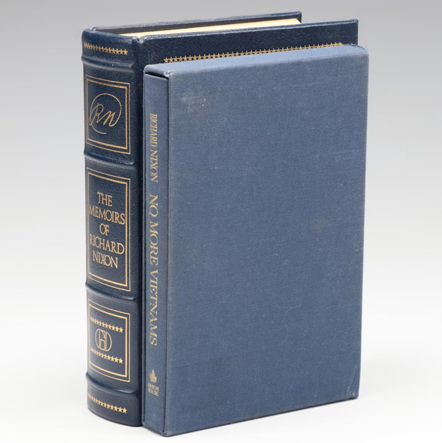 The Memoirs of Richard Nixon and No More Vietnams by Richard Nixon Signed by Richard Nixon 1978 1985 Limited Edition Set with Slipcase (Fixes)
