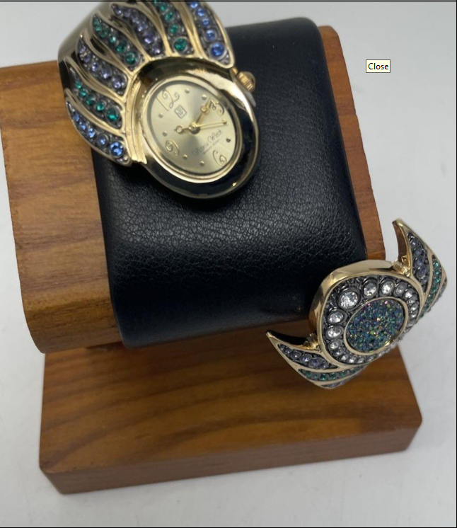 V. W. Beverly Hills Peacock Crystal Cuff Watch Bracelet
