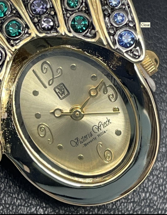 V. W. Beverly Hills Peacock Crystal Cuff Watch Bracelet