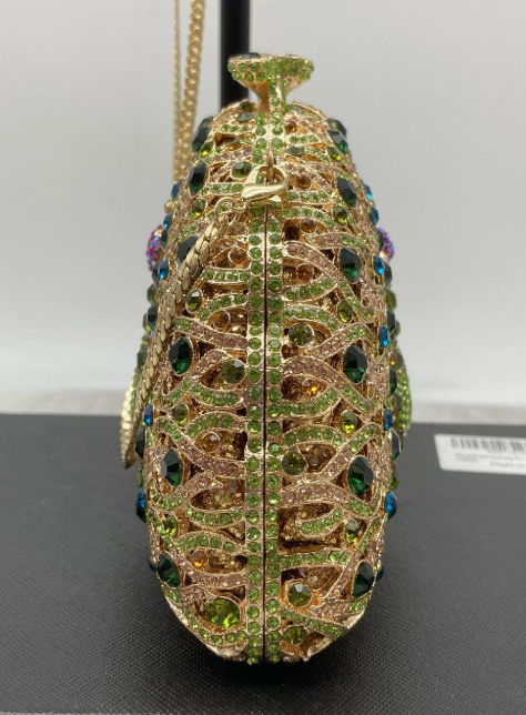 Peacock Rhinestone Evening Clutch with Crystal Embellishment