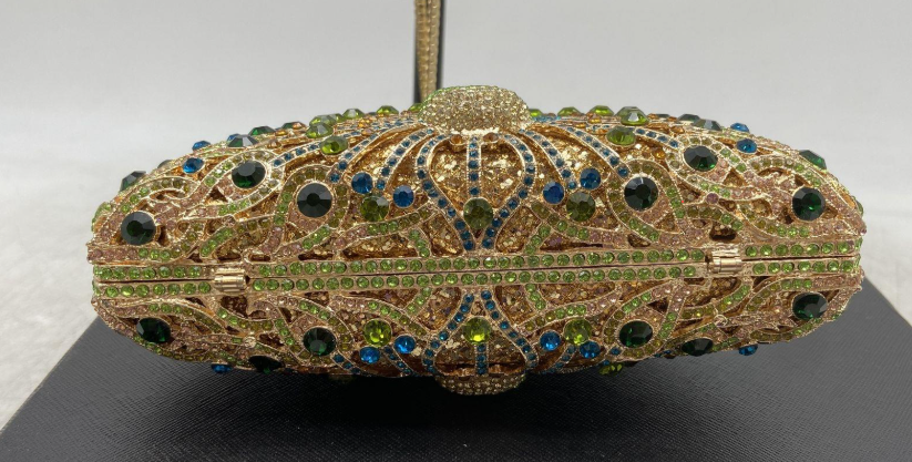 Peacock Rhinestone Evening Clutch with Crystal Embellishment