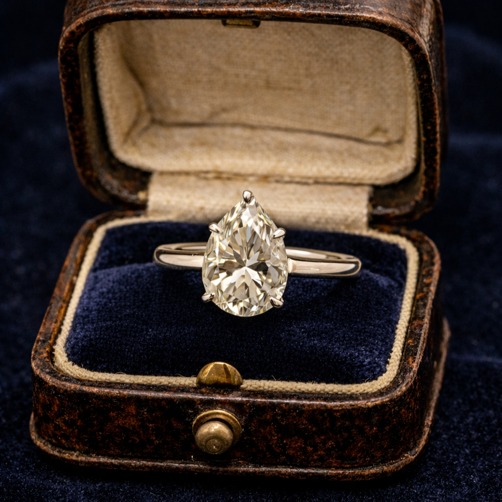 Pear-Cut Solitare Ring – 2.0 CT – Size 8