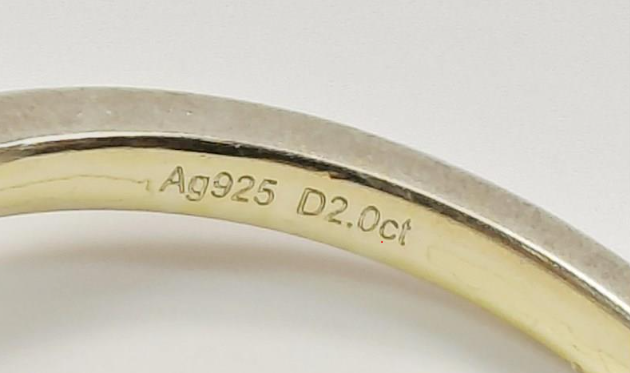 Pear Cut Solitaire Ring 2.0 CT Diamond-Tested Sterling Silver Gold Washed Size 8 Statement Ring