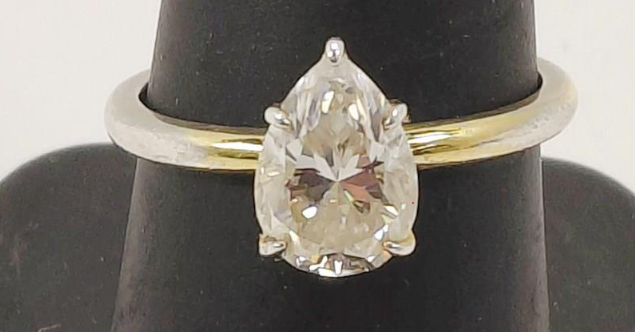 Pear-Cut Solitare Ring – 2.0 CT – Size 8