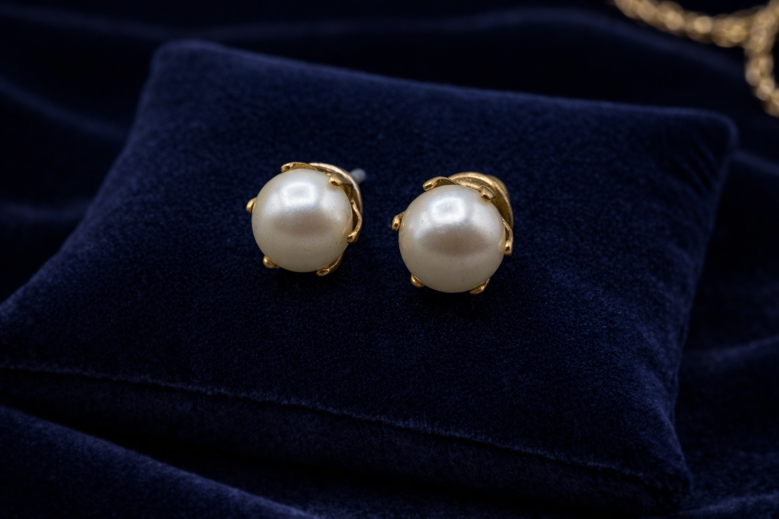 Vintage Pearl Stud Earrings with Gold-Tone Prong Settings | Estate Jewelry