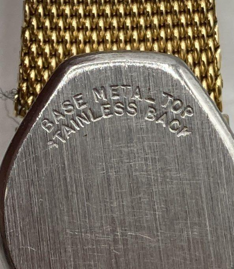 Vintage Pilgrim Gold-Tone Mesh Bracelet Watch with Rhinestone Accent