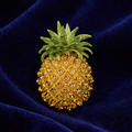 Vintage Rucinni Rhinestone Pineapple Brooch | Gold Tone Pavé Crystal Fruit Pin