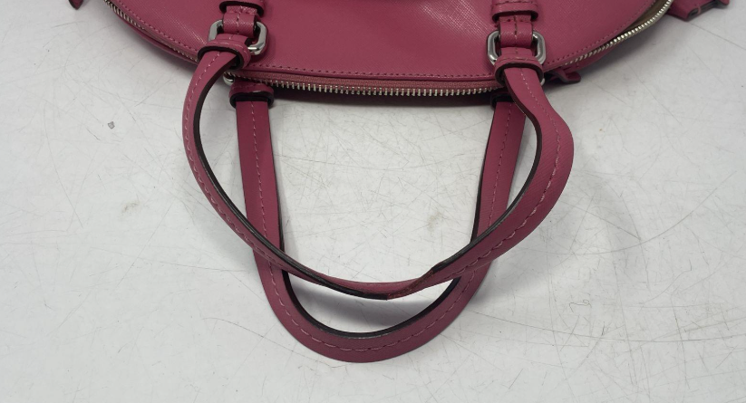 Coach Pink Saffiano Leather Dome Satchel Handbag w/ Silver Hardware