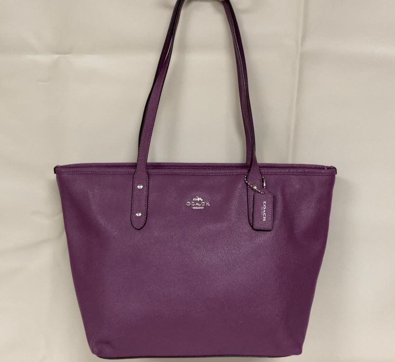 Coach Pink Saffiano Leather Dome Satchel Handbag w/ Silver Hardware & Acrylic Handles