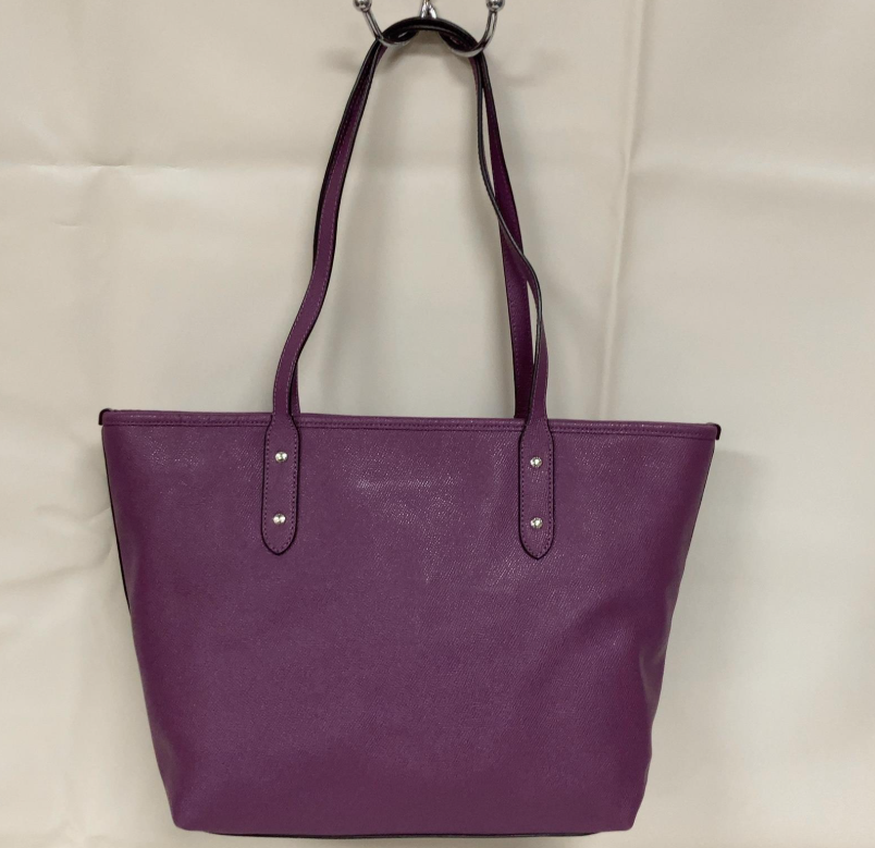 Coach Pink Saffiano Leather Dome Satchel Handbag w/ Silver Hardware & Acrylic Handles