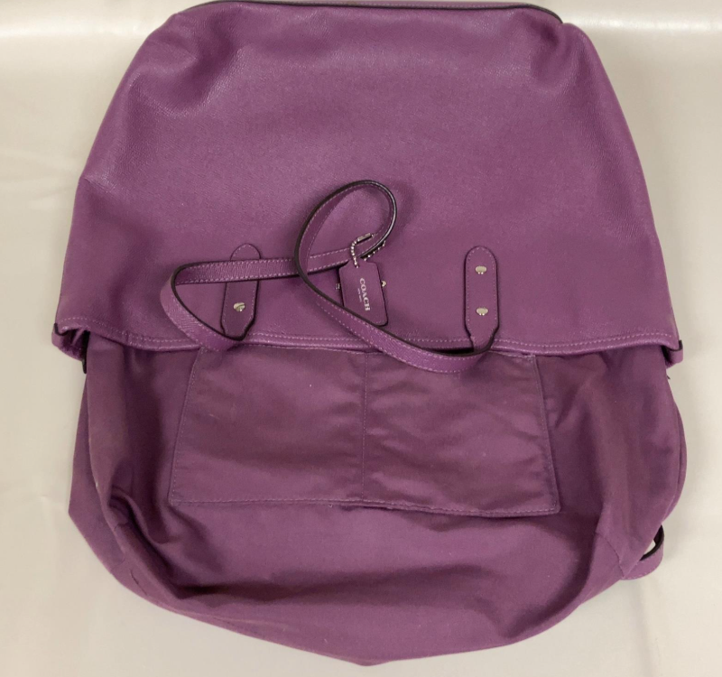 Coach Pink Saffiano Leather Dome Satchel Handbag w/ Silver Hardware & Acrylic Handles