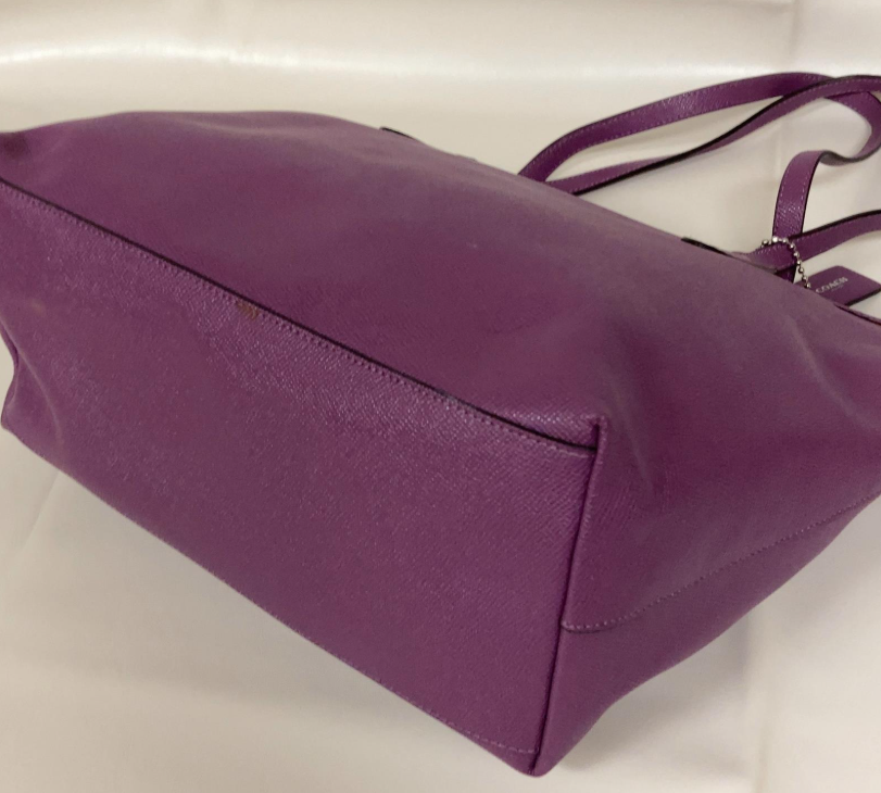 Coach Pink Saffiano Leather Dome Satchel Handbag w/ Silver Hardware & Acrylic Handles