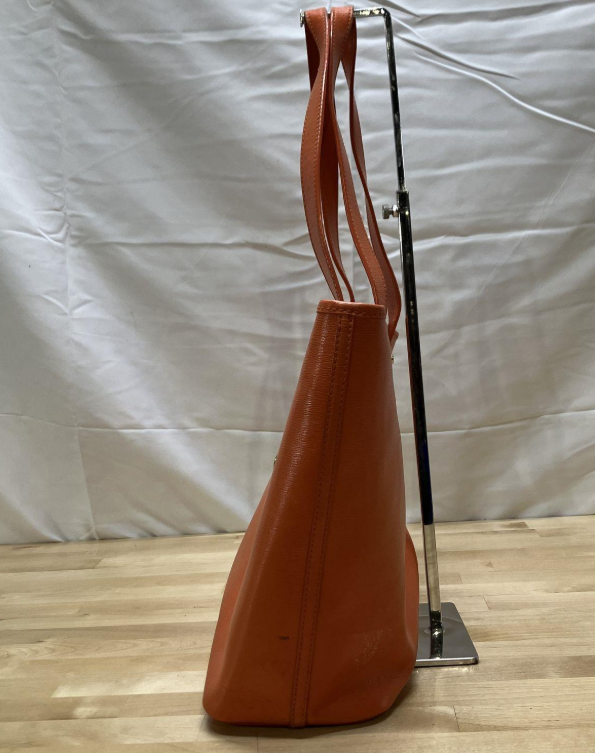 Ralph Lauren Orange Leather Tote Shoulder Bag Large Structured Top Handle Purse