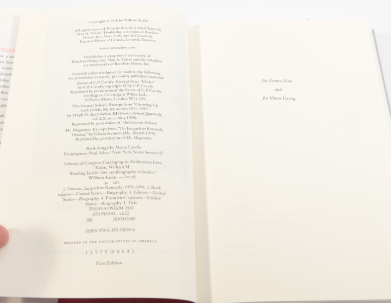 Reading Jackie: Her Autobiography in Books — First Edition, Hardcover with Dust Jacket, Signed by William Kuhn (Fixes)