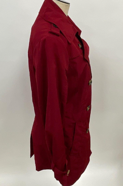 London Fog Dark Red Double-Breasted Trench Coat Size L | Belted Raincoat