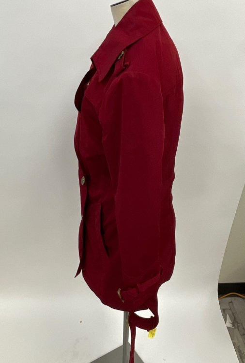 London Fog Dark Red Double-Breasted Trench Coat Size L | Belted Raincoat