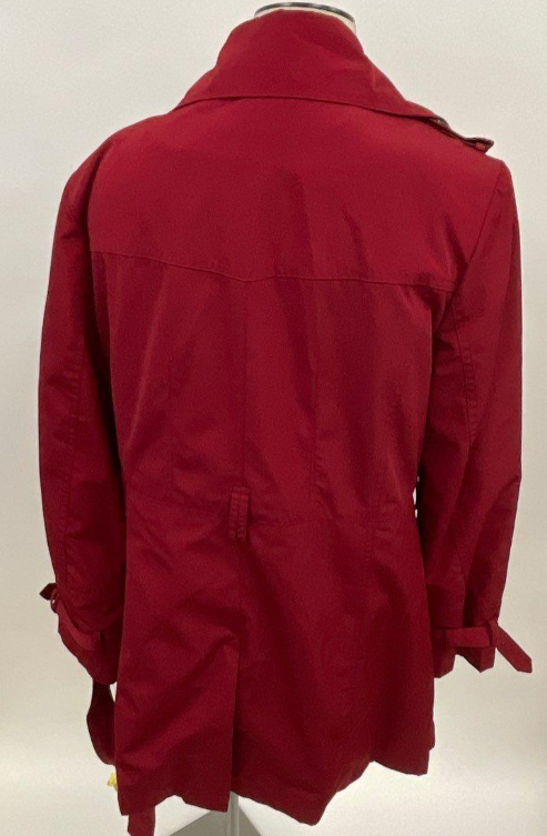 London Fog Dark Red Double-Breasted Trench Coat Size L | Belted Raincoat