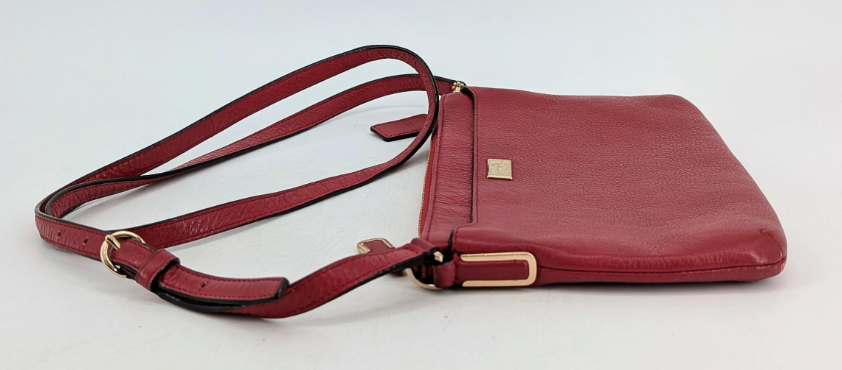 Coach Madison East West Swingpack Red Pebbled Leather Crossbody Bag Zip Top