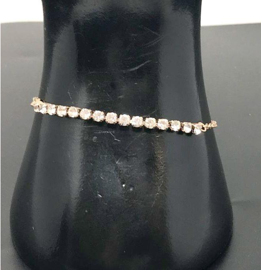 Signed Lovisa gold-tone rhinestone chain bracelet with extender, view 2