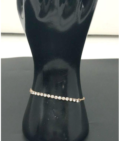 Signed Lovisa Gold-Tone Rhinestone Chain Bracelet – 7"