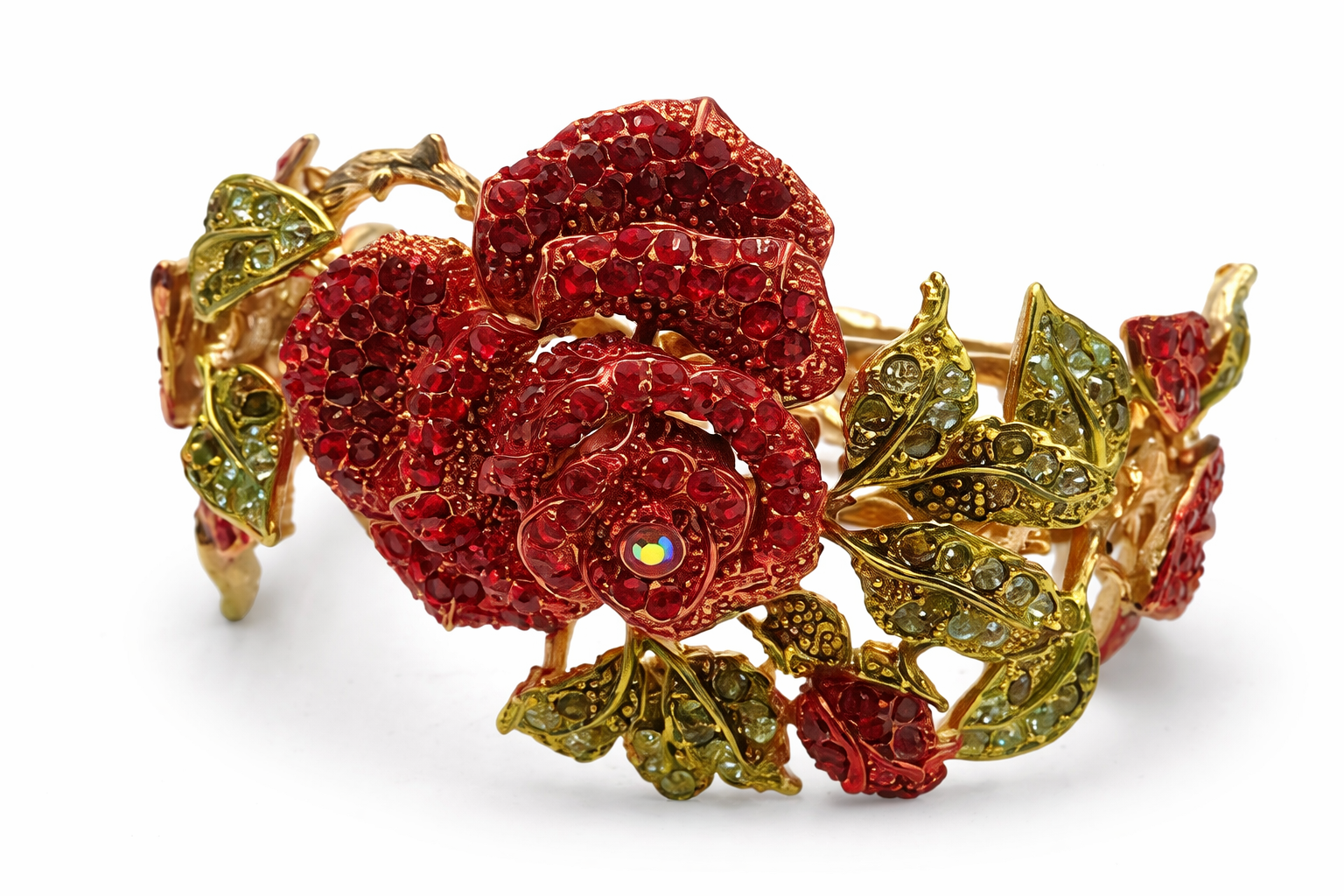 Rose Rhinestone Necklace and Bracelet Set