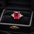Bold Emerald-Cut Ruby & White Topaz Statement Ring