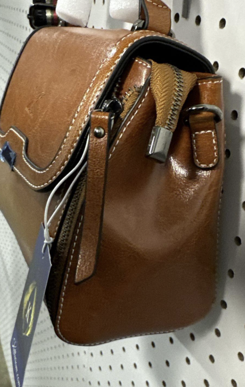 Ketturam Tan Genuine Leather Satchel Crossbody Handbag Structured Top Handle Purse NWT