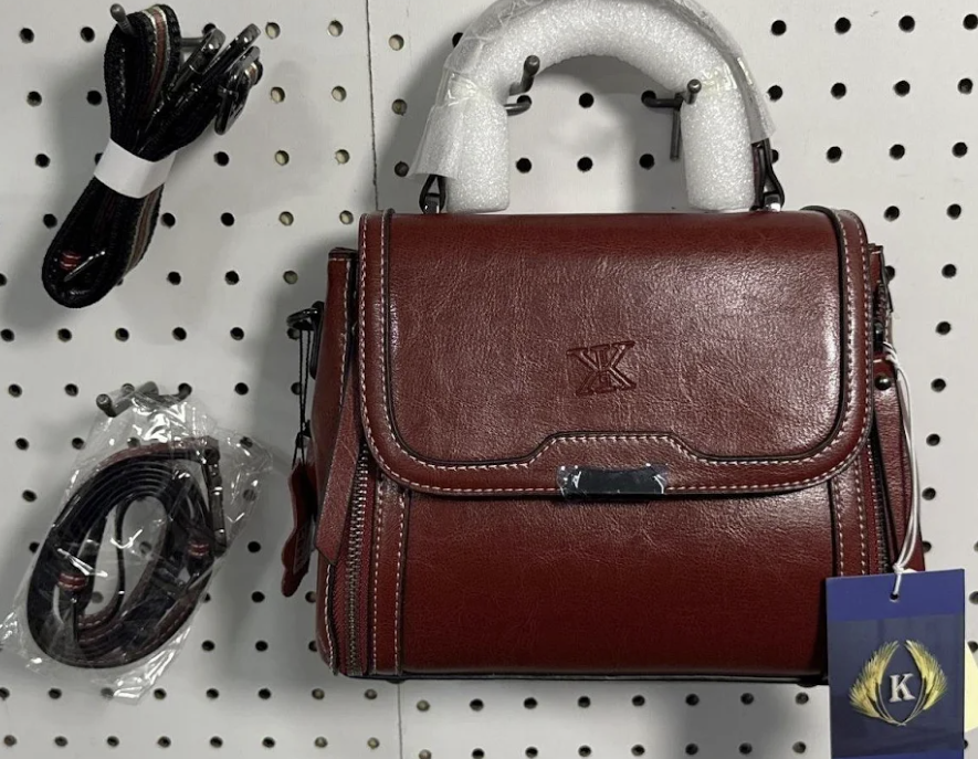 Ketturam Red Genuine Leather Satchel Crossbody Handbag Structured Top Handle Purse NWT
