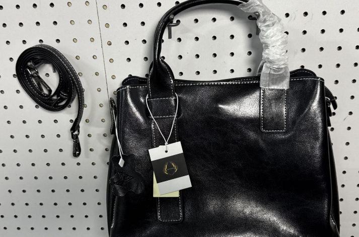 Ketturam Black Genuine Leather Satchel Tote Bag With Crossbody Strap Structured Handbag NWT