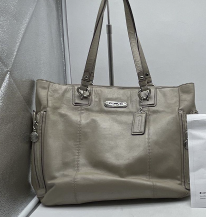 Coach F19456 Gallery Taupe Leather Tote Bag Large Designer Shoulder Handbag