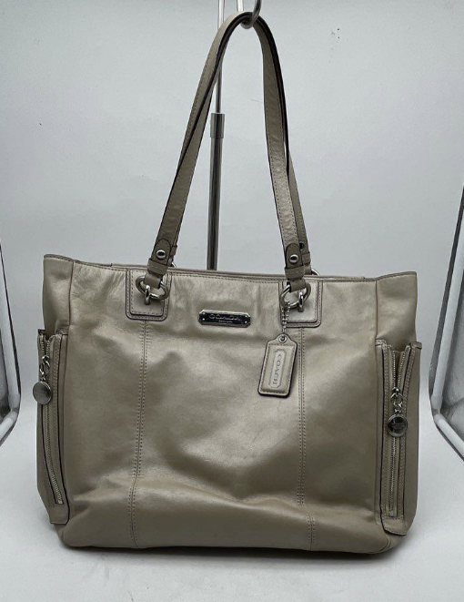 (SOLD) Coach F19456 Gallery Taupe Leather Tote Bag Large Designer Shoulder Handbag